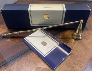 H Vintage Brass Hinged Candle Snuffer Cone Shape Solid Brass 10 Inch Carolina CB